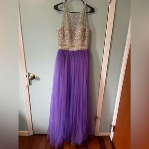 Callmelady High Neck Beading Tulle Long Prom Dresses for Women Evening